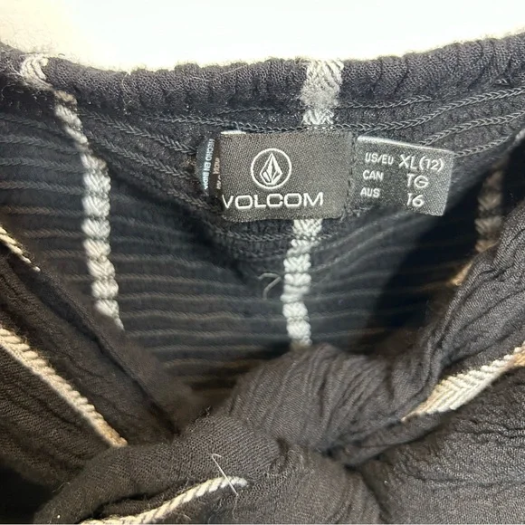 Volcom Coco tie Chest Crop Top Black White - Picture 4 of 7